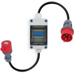 Digitale stroommeter met 3 fasen mobiele stroommeter met CEE-stekker en koppeling, 32A 400V mobiele digitale teller IP67 met terugstelfunctie, tussenmeter voor caravans, elektrische voertuigen, camping 1446-325325