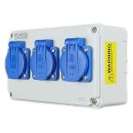CEE Stopcontactverdeler - 3 x Schuko 230V industriële IP44 stekkerdoos voor binnen/buiten gebruik 1446.3x230V
