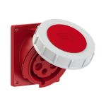 4252-6 CEE inbouw wandcontactdoos schuin 32A 5p 6h IP67, 32A Flens 92x100 - Gatafstand 77x85 - 634.2526-T/103215 EAN: 9003399131752