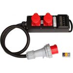 CEE Splitter Adapter 63A 5-polig > 32A 5-polig Zekering: 2 LS C 32 A, 3-polig - CEE stroomverdeler massief rubber 63A / 400V naar 2x 32A bouwstroomverdeler adapter - Gezekerd met 3-polige stroomonderbreker B32A IFN 30 mA (standard) - 635325/2/G