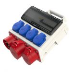 PCE CEE stroomverdeler Horn 32A 9004012 400V 32A in | 1x 16A 5p 400V | 1x 32A 5p 400V | 4x randaarde-contactdoos 230V | Fabrikantnummer: 9004012 - JSK Handelsonderneming