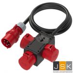 Compacte verdeler CEE 32A met voedingskabel | CEE 5 polig 32A naar 3x CEE 32A 400V | 953.0113/9437113
