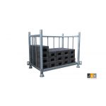 Bouwhekblokken pallet - Bouwhekvoeten pallet - Stapelpallet voor bouwhekvoeten - Stapelrek voor 25 bouwhekvoeten - Bouwhekvoetenpallet - Opslagbunker Bouwhekvoeten