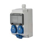 107741 KE9100 Kunststof wandkast Lech 3xSchuKo Aut C-kar 3x16A 1p+N wartel M25 3 x automaat 16A 1p+N C-kar - Keraf