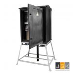 Bouwmeterkast 80 Ampère, 3x CEE contactdoos 32A 5-polig 400V, 6x Schuko 230V (2x verdeelslof 3-voudig zwart), standaard heftruck slede, KANTO 2.0