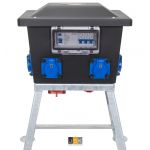 Kunststof verdeelkast RONDO op frame, CEE 32A 5p 6h 400V via onderzijde, 6x Schuko 16A 2p+RA 230V, 2x CEE 32A 5p 6h 400V - NL10.0306.01032