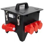 Volrubber verdeelkast POWER X-LINE L Ingang en doorlus: CEE 32A 5p 6h 400V via onderzijde, Afgaand: 6x Schuko 16A 2p+RA 230V, 2x CEE 16A 5p 6h 400V NLXL.126.0131