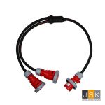 Reefer Splitter 2 Weg 440V Adapter Cable, Y-splitter van 32A 4-polig naar 2x 32A 4-polig 2, 324324/3h/2 BALS