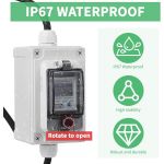 Mobiele digitale stroommeter 230V, 60A, mobiele meter, CEE buiten, KWH-teller met IP67 waterdicht, industriële stekker, led-stroommeter met reset, rubberen slangkabel, draagbaar