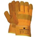 1.47.040.00 Splitlederen winterhandschoen "Cold Worker" met gele kap 7 cm kap dikke foamvoering (doos 60 paar) (Maat 10) 14704000
