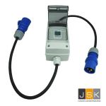 Mobiele digitale stroommeter, gekalibreerd volgens MID volgens Richtlijn 2014/32/EU, 230V stroomverbruik, meter met reset, draagbaar, IP44 waterdicht, lcd digitale stroommeter voor campers, elektrische voertuigen (blauw)