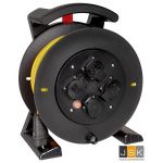 JUMBO kabelhaspel zwart 40 meter PUR kabellengte, 4x wandcontactdoos, H07BQ-F 3G1,5 mm² - 2211.114.7405