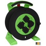 JUMBO kabelhaspel leeg in groen-zwart, 4 contactdozen - 2271.714