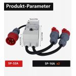 325165/2 CEE Splitter, stroomverdeler, stroomkabel, adapter 32A naar 2x 16A, met automatische zekering, 5-polige CEE-stekkers, IP44, 50 cm, voor industrie, buiten, werkplaats, evenementen