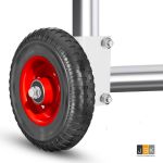 (Bouw)hekwiel met rubber band, gelagerd, 6 inch zwaar voor ronde buizen bouwhekken, diameter 42-51mm poortwielen voor houten hekken, tuinhekken, bouwhekken, tuinhekken