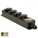 VD16 verdeelblok 4-voudig zwart, zonder snoer met 4 inbouw contactdozen 16A, 250V~ type 16 | Slagvast polyamide | M20 - 1446.56263