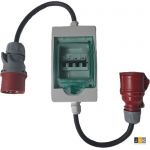 Verloopsnoer / verloopstekker van 5-polige 32A stekker naar 5-polige 16A contrastekker met zekering-automaat | Standaard, 6400 W, uitgerust met een 3-fasige zekering, 6400 W