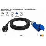 162>163 Perel ECEEC-3 E/F CEE verloopkabel - 3 meter 230V, 16A 3 meter 453658e6, van stekker 230V naar CEE koppeling 3-polig blauw 230V voor auto, heftruck, boot H07RN-F 3x2,5mm² 16A