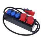 Contactdoosverdeler 16A, 1x Stekker 16A 5p 400V, 2x CEE-stopcontact 16A 5p 400V ongezekerd, 3x Beschermingsstopcontact 16A 250V IP54 ongezekerd, Kabel: H07RN-F 5G2,5mm2