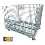 Openhaardhout stapelbak gaas-container inklapbaar - 100x80x85cm - stapelbaar (20 cm) - 1 klapraam op de lange zijde - max. heflast/draaglast 1000 kg - eigen gewicht 50 kg