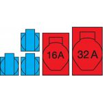 VOTHA® Bedrade Wandsplitter WEIMAR  - met 1x CEE 32 A, 1x CEE 16 A, 3x WCD'S 230 V en aardlekschakelaar 40 A 0,03 A (4P) - EAN: 4028232429266 - 064.113.1131