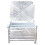 Verzinkte stapelbak met klep 100x80x50cm gegalvaniseerd met 4 hijsogen W.L.L. 2.000 kg