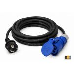 162>163 | 5,0 meter 16A Geaarde stekker met CEE-contrastekker H07RN-F 3x2,5mm², van stekker 230V naar CEE koppeling 3-polig blauw 230V voor Caravan, Boot, Camper
