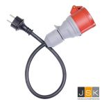 162>165 CEE laadkabel adapter voor elektrische heftrucks | rubberen stekker 230 Volt 2-polig met randaarde naar CEE contrastekker 16A 5-polig | 1446.162165