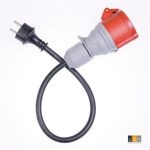 162>325 CEE laadkabel adapter voor elektrische heftrucks | rubberen stekker 230 Volt 2-polig met randaarde naar CEE contrastekker 32A 5-polig | 1446.162325