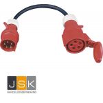 165>325 16A  Adapter CEE rood 3x16A (Female) naar CEE rood 3x32A (Male) - Laadstroom-adapterkabel CEE 380V - 400V IP44 | IP54 | IP67 - 1446.165325