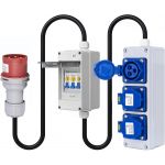 325>163 CEE-adapter 380V naar 220V (32A naar 16A) - krachtstroomadapter 5-polige 32A CEE-stekker naar 16A stopcontact met 3x16A stroomonderbreker - IP54 verdeler met 3X 3P/16A CEE stopcontact, 1m- | 1446.325163/3