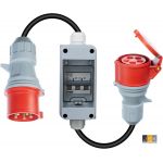 CEE Verloopadapter stekkerverbinding CEE-adapter, 32A stekker op 16A koppeling met LS-schakelaar, 3-fasen, 400 V, IP44, krachtstroomadapter voor e-auto, bouwplaats, industrie, wandbox , gezekerd 325165