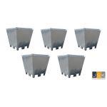 5x Bouwwaterputcontainer gegalvaniseerd met sleuven 110x107x110cm, Afmetingen: 1,1x1,1x1,1 meter, 2x beluchte kraan (¾”), Hijsogen, lepelsleuven, aansluiting warmtemeter - Gratis verzending