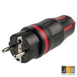 PCE SIROX XL volrubber stekker 16A 2P+RA 250V~ IP54 CEE7/7 type E/F zwart/rood - 10 stuks