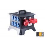Ypsilon Verdeelkast KE27-1 32A | doorlus 32A 5p 400V 2x CEE 32A 5p 400V | 6x schuko 16A 2p+RA 230V | 104483