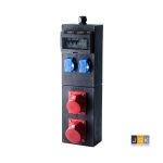 114626 Keraf Domino wandkast IP44 CEE 16/32A | 1x CEE 16A 5p 400V | 1x CEE 32A 5p 400V | 2x schuko 16A 250V | 114626