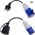 Camping set CEE verloop adapter stekker | 2x adapterkabel CEE 0,3 meter 3x1,5mm² zwart 230V 16A 3-polig 163162