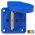 105-0B - Inbouw contactdoos blauw 230V 16A IP54, flensmaat: 50 x 50 mm, incl. dunne flensdichting, afstand tussen de bevestigingsgaten: 38 x 38 mm, 601.050 Blauw