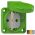 PCE 105-0u Reserve stopcontact haspels IP 54 groen, flensmaat: 50 x 50 mm, incl. dunne flensdichting, afstand tussen de bevestigingsgaten: 38 x 38 mm, 601.050