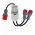325165/2 Dubbele Industrie Verloop adapter kabel 32A naar 2x 16A, met automatische zekering, 5-polige CEE-stekkers, IP44, 50 cm, voor industrie, bouw, werkplaats en evenementen