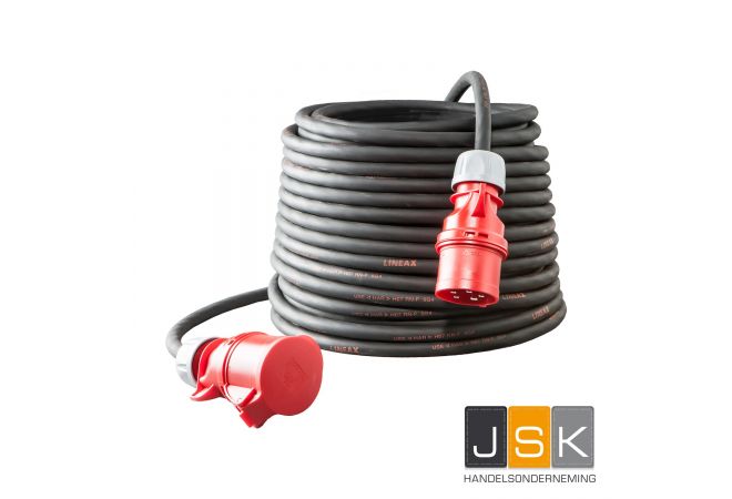 CEE Verlengsnoer 25 meter, 32A 400 Volt, 4x2,5 mm² 4-polig H07RN-F, PCE contactmateriaal Shark 6h - 104756