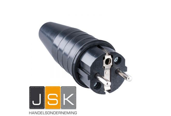 108013 Type 521 KERAF Volrubber contactstop 16A 250V~ bus/randaarde, Kleur Zwart ral 9005 Gewicht 120 g