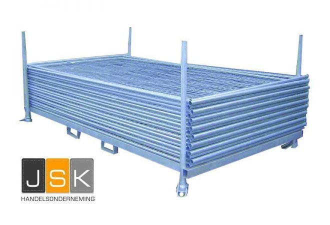 Bouwhek-stapelpallet gegalvaniseerd liggend voor 25 stuks + 4 rongen - 272267 - JSK Handelsonderneming