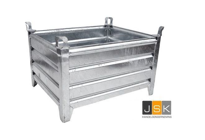 Stapelbak 100x80x50cm | gegalvaniseerd | Aboma gekeurd | met 4 hijsogen | Max. 1.500 kg - JSK Handelsonderneming