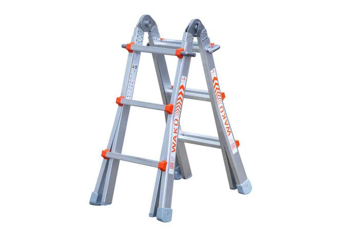 1413800100 | Waku 4 x 3 Telescoopladder | Gewicht: 10 kg | NEN 2484 / EN 131 norm | Hoogte ingeklapt: 102 cm - JSK Handelsonderneming