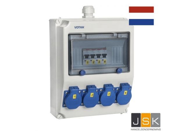 NL62.004.0040 - VOTHA® wandverdeler - 4x Contactdoos 230V~ "WORMS"