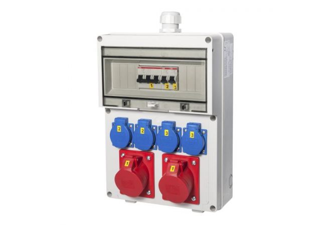 VOTHA® wandverdeler "WÜRZBURG" 061.024.0120 | Uitgang 2x CEE 16A 400V | 4x contactdoos 230V - JSK Handelsonderneming