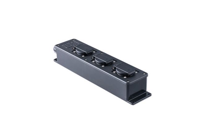 Snoercentrale zwart / stagebox zwart met 3 inbouw contactdozen 16A, 250V~ type 16z KERAF 104473 - JSK Handelsonderneming