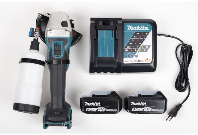 Makita DGA504RTJ Haakse fijnstof accu-slijper met waterdruppelaar 125mm 18V/5.0AH LI-ION - JSK Handelsonderneming