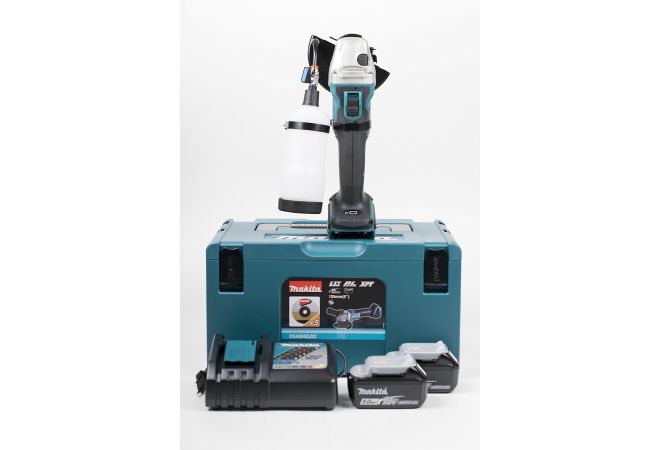 Makita DGA504RTJ Haakse kwartsstof accu-slijper met waterdruppelaar 125mm 18V/5.0AH LI-ION